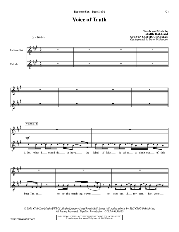 Voice of Truth Bari Sax (Mark Hall)