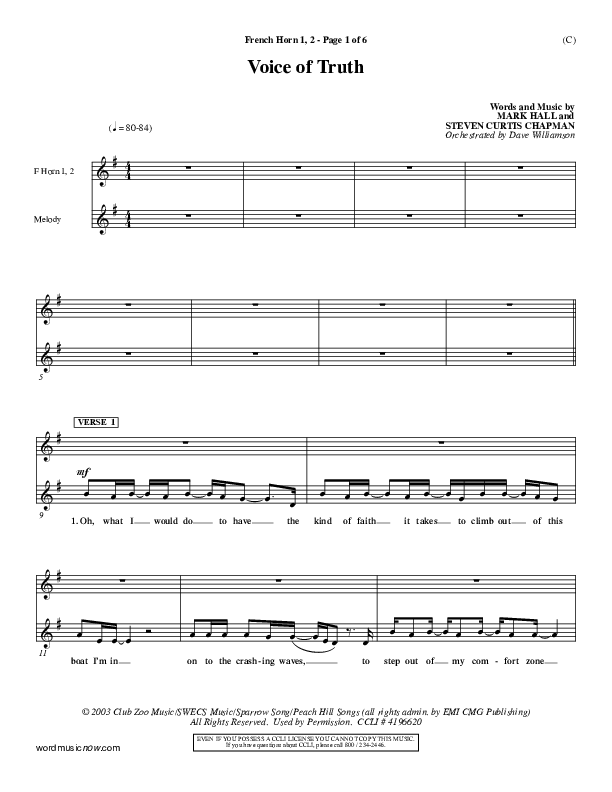 Voice of Truth French Horn 1/2 (Mark Hall)