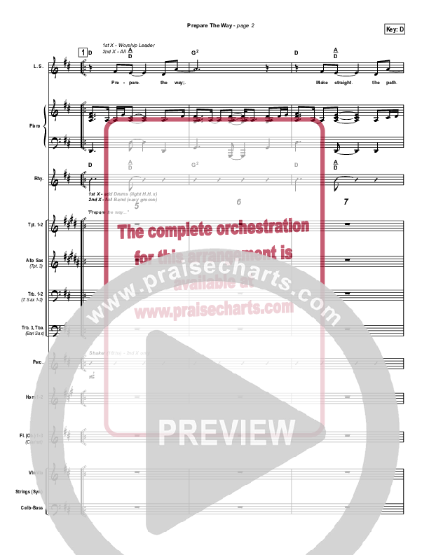 Prepare The Way Conductor's Score (New Life Worship)