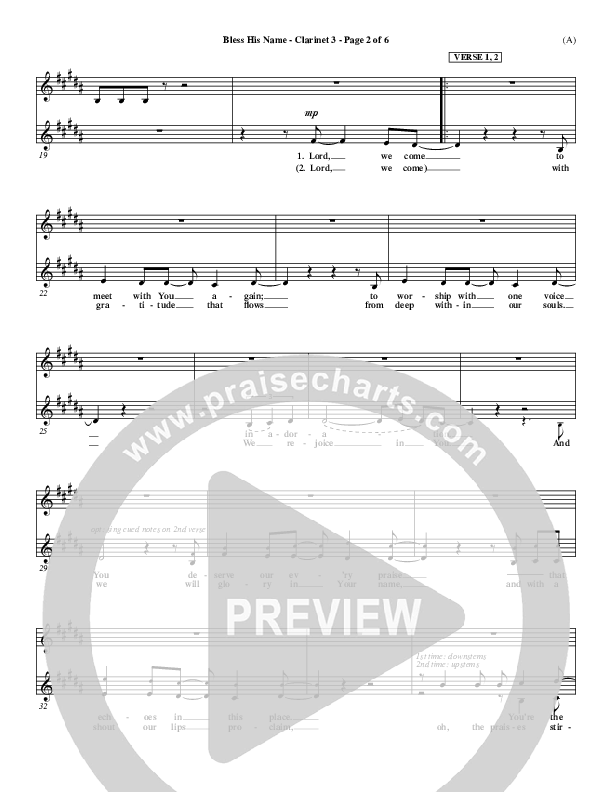 Bless His Name Clarinet 3 (Tony Sanchez)