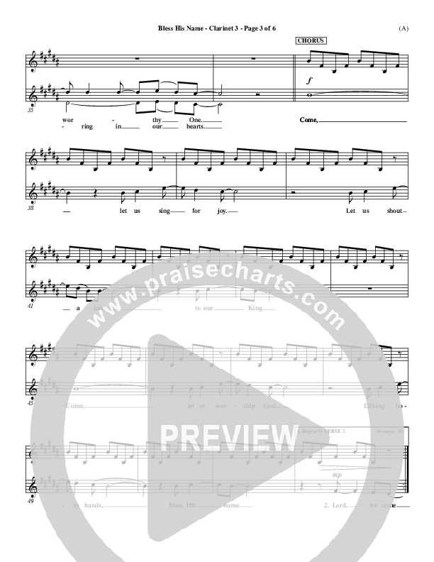 Bless His Name Clarinet 3 (Tony Sanchez)