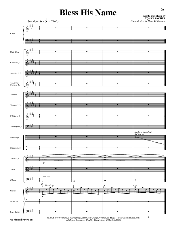 Bless His Name Conductor's Score (Tony Sanchez)