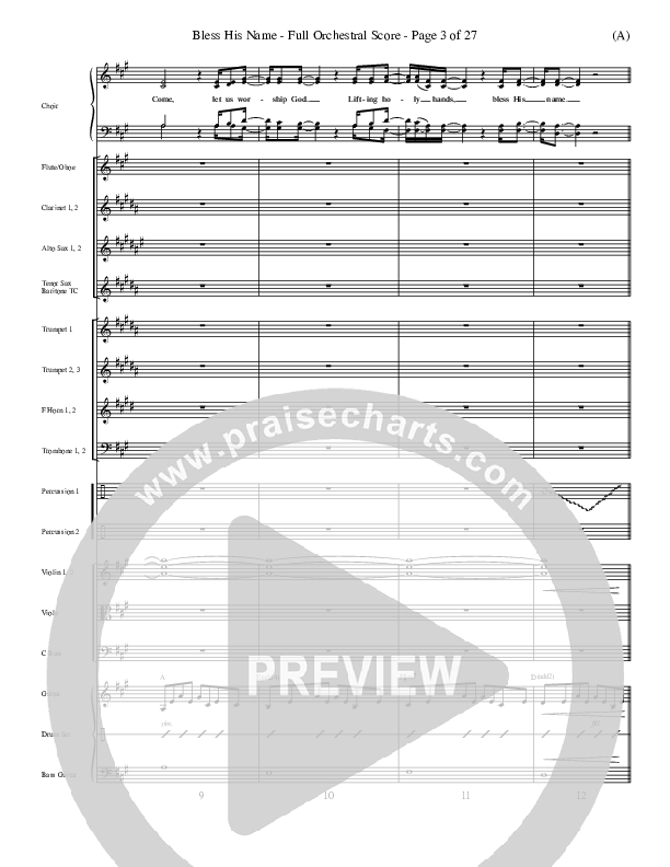 Bless His Name Conductor's Score (Tony Sanchez)
