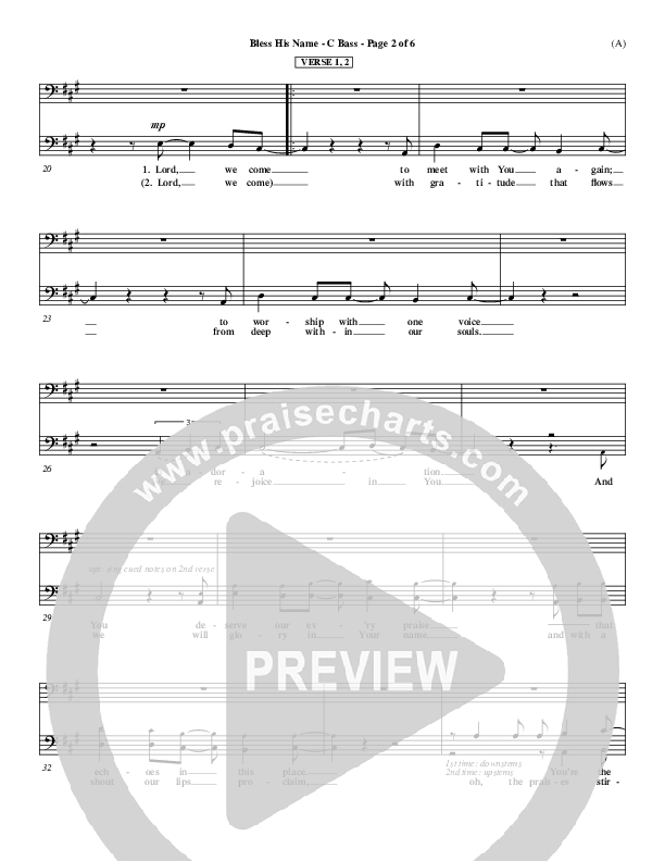 Bless His Name Contrabass (Tony Sanchez)