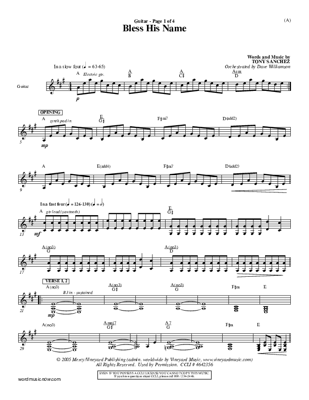 Bless His Name Guitar (Tony Sanchez)