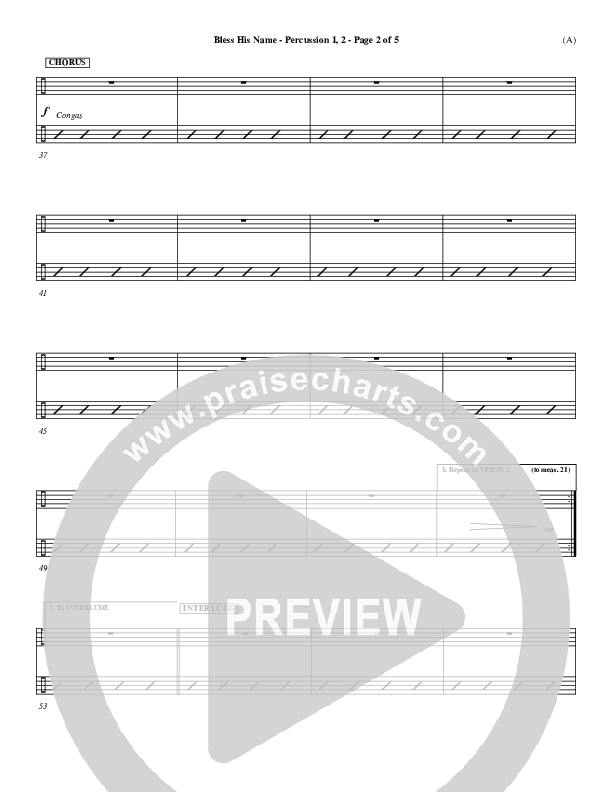 Bless His Name Percussion 1/2 (Tony Sanchez)