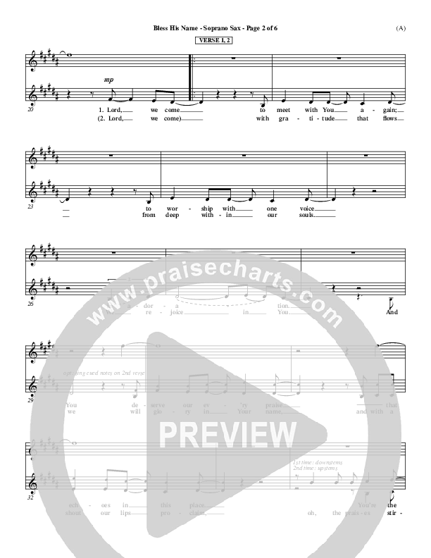 Bless His Name Soprano Sax (Tony Sanchez)