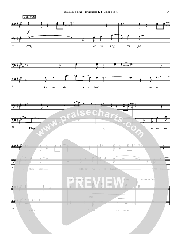 Bless His Name Trombone 1/2 (Tony Sanchez)