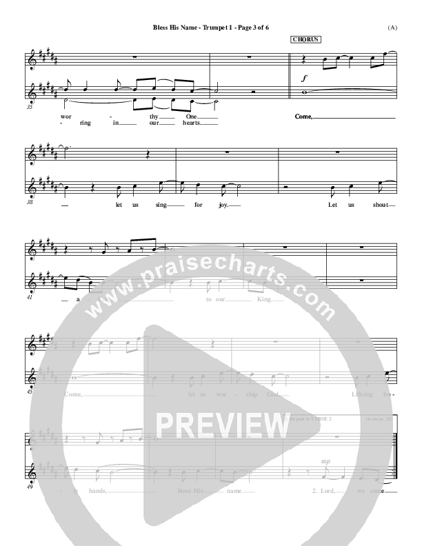 Bless His Name Trumpet 1 (Tony Sanchez)