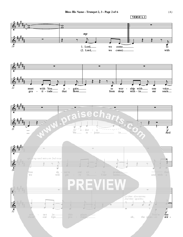 Bless His Name Trumpet 2/3 (Tony Sanchez)