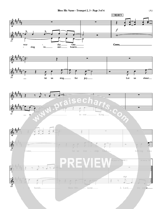 Bless His Name Trumpet 2/3 (Tony Sanchez)