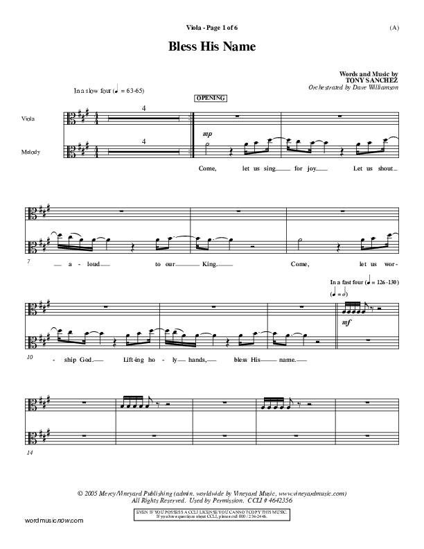 Bless His Name Viola (Tony Sanchez)