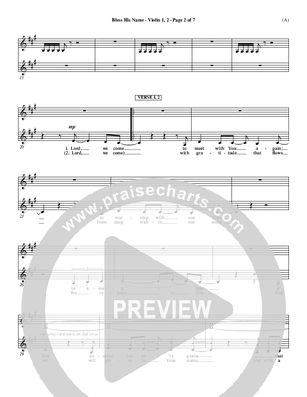 Bless His Name Violin 1/2 (Tony Sanchez)