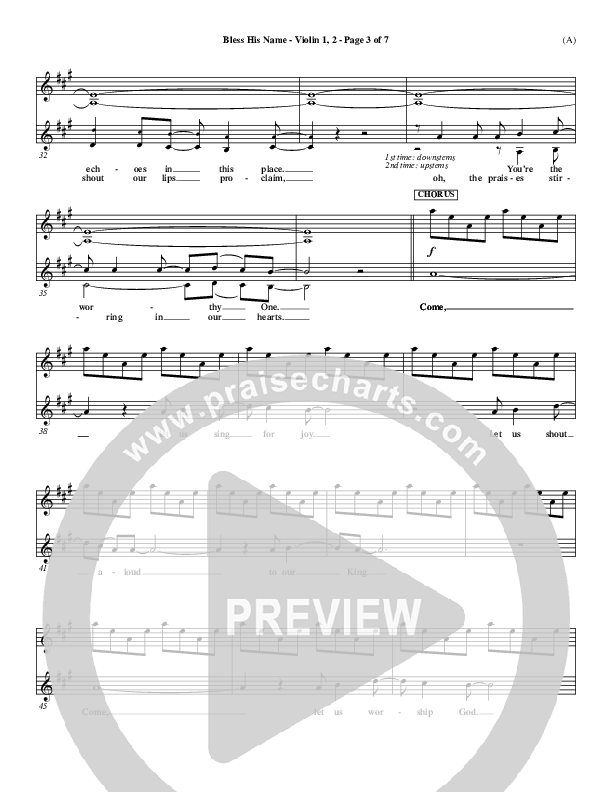 Bless His Name Violin 1/2 (Tony Sanchez)