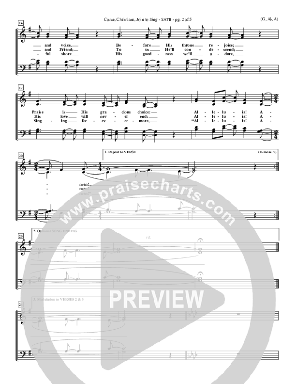 Come Christians Join To Sing Choir Sheet (SATB) (Christian Bateman)