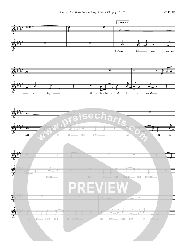 Come Christians Join To Sing Clarinet 3 (Christian Bateman)