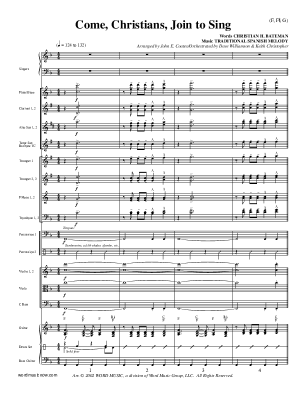 Come Christians Join To Sing Conductor's Score (Christian Bateman)