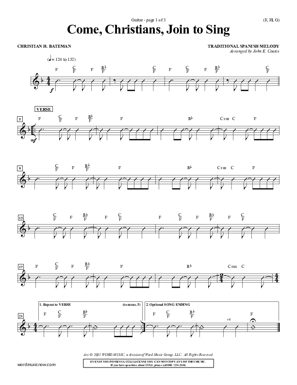 Come Christians Join To Sing Guitar (Christian Bateman)