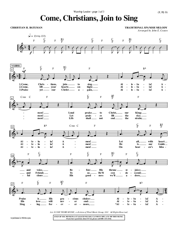 Come Christians Join To Sing Lead Sheet (Christian Bateman)