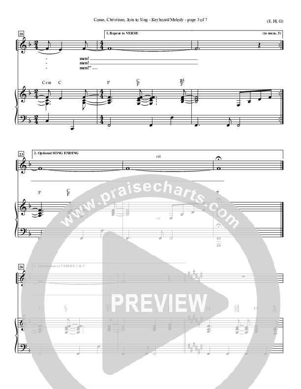 Come Christians Join To Sing Piano/Vocal (Christian Bateman)