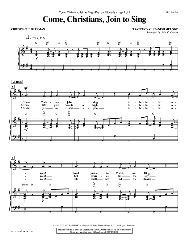 Come Christians Join To Sing Piano/Vocal Pack (Christian Bateman)