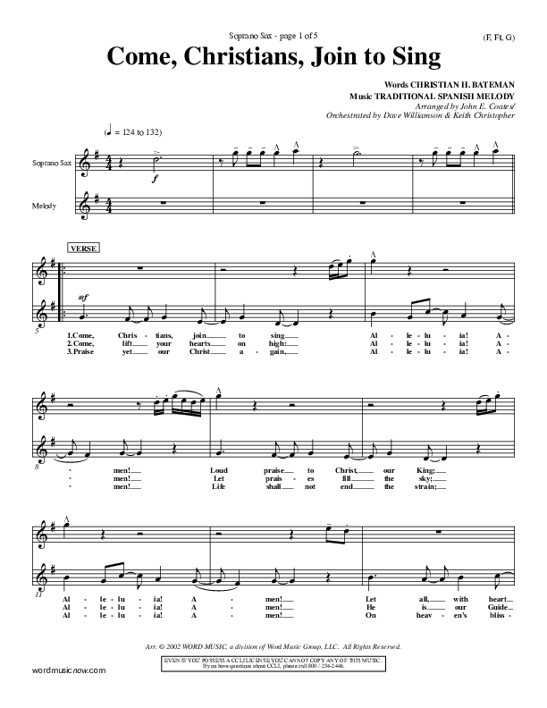 Come Christians Join To Sing Soprano Sax (Christian Bateman)