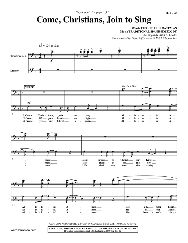 Come Christians Join To Sing Trombone 1/2 (Christian Bateman)