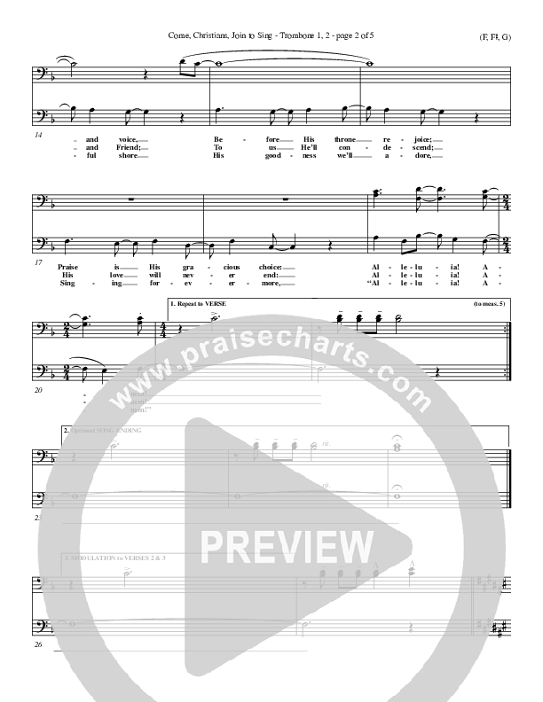 Come Christians Join To Sing Trombone 1/2 (Christian Bateman)