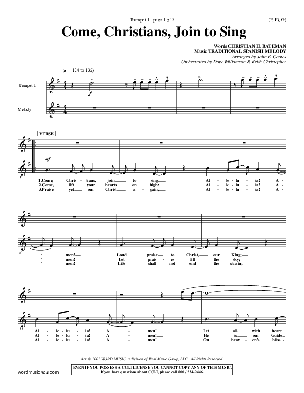 Come Christians Join To Sing Trumpet 1 (Christian Bateman)