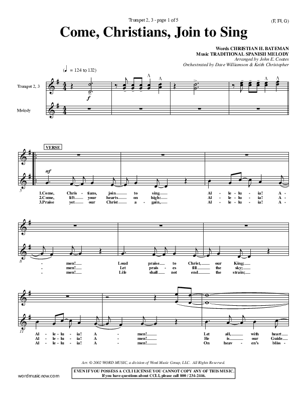 Come Christians Join To Sing Trumpet 2/3 (Christian Bateman)