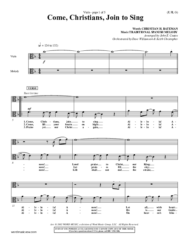 Come Christians Join To Sing Viola (Christian Bateman)