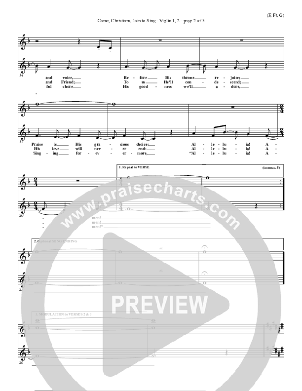 Come Christians Join To Sing Violin 1/2 (Christian Bateman)