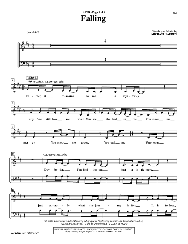 Falling Choir Vocals (SATB) (Pocket Full Of Rocks)