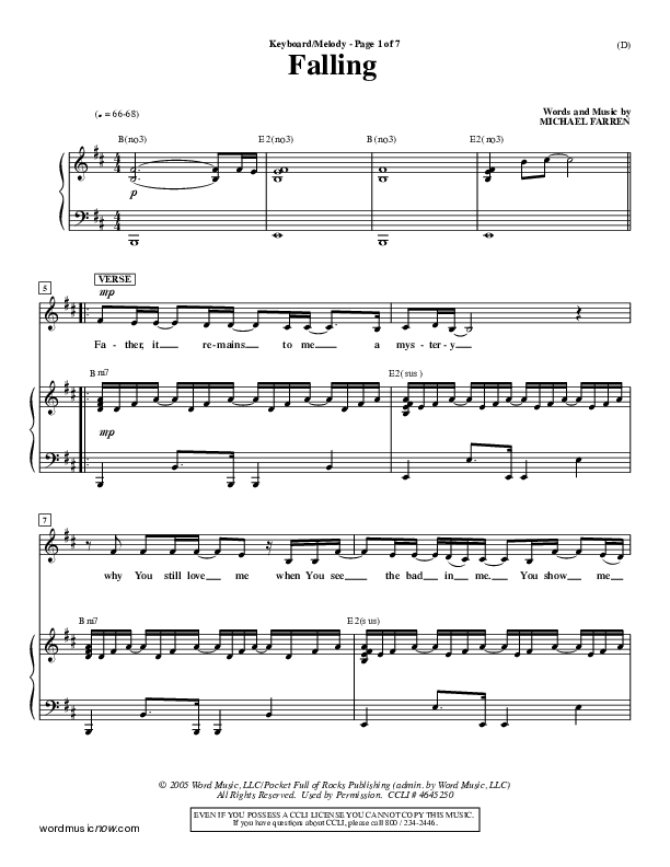 Falling Piano/Vocal (Pocket Full Of Rocks)