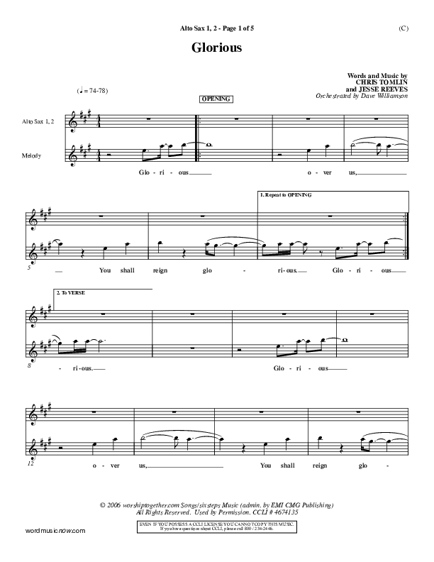 Glorious Alto Sax 1/2 (Chris Tomlin)
