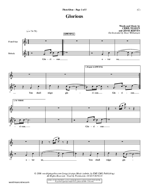 Glorious Flute/Oboe (Chris Tomlin)