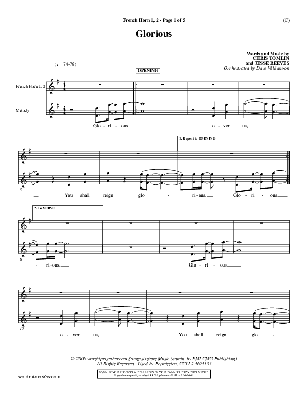 Glorious French Horn 1/2 (Chris Tomlin)