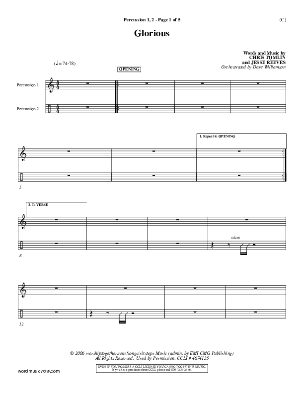 Glorious Percussion 1/2 (Chris Tomlin)