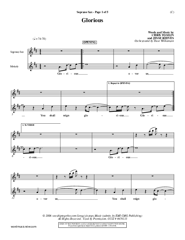 Glorious Soprano Sax (Chris Tomlin)