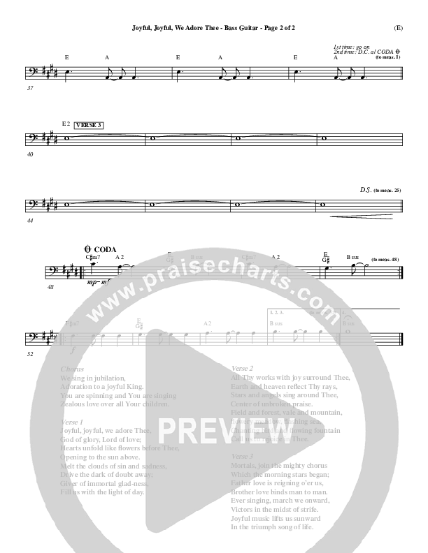 Joyful Joyful We Adore Thee Bass Guitar (Charlie Hall)