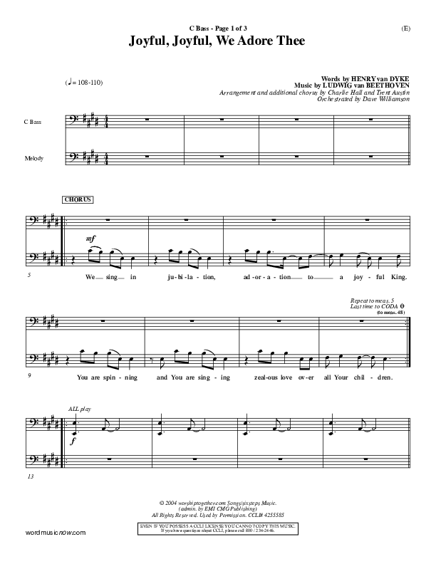 Joyful Joyful We Adore Thee Contrabass (Charlie Hall)