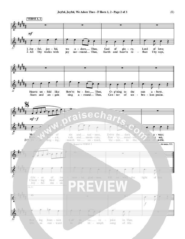 Joyful Joyful We Adore Thee French Horn 1/2 (Charlie Hall)