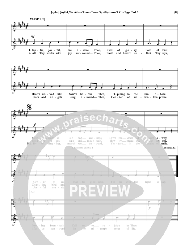 Joyful Joyful We Adore Thee Tenor Sax 2 (Charlie Hall)