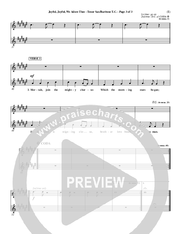 Joyful Joyful We Adore Thee Tenor Sax 2 (Charlie Hall)