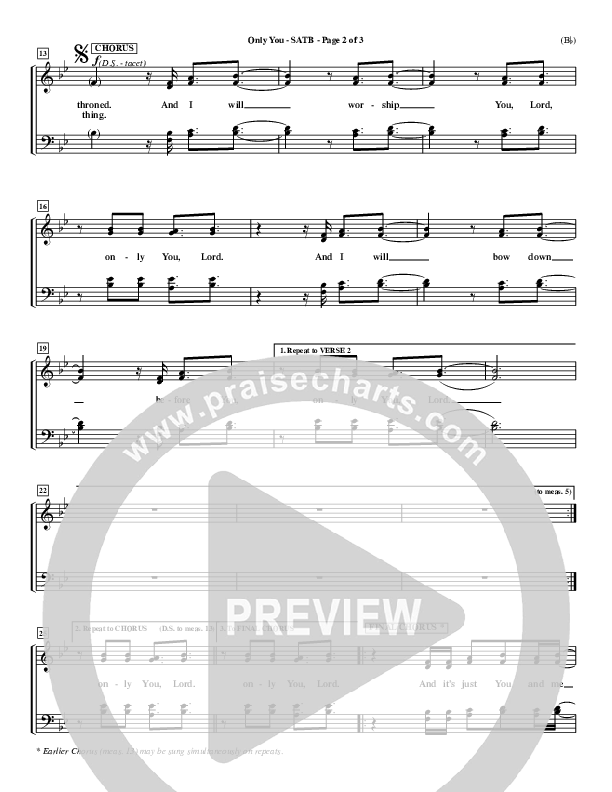 Only You Choir Sheet (SATB) (David Crowder)