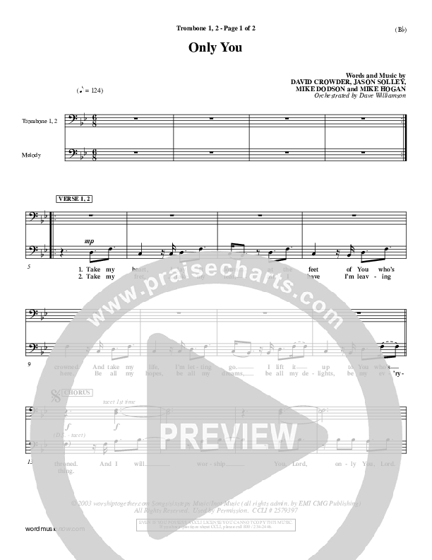 Only You Trombone 1/2 (David Crowder)