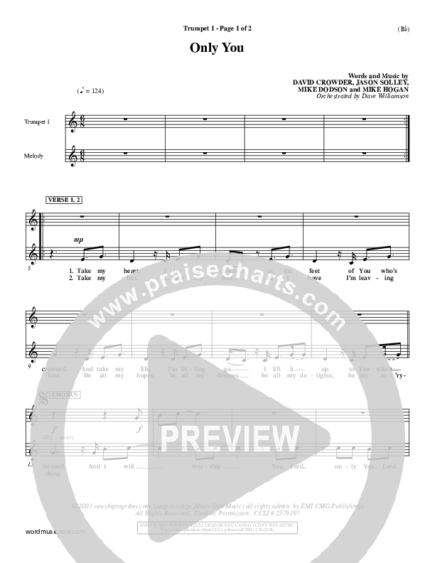 Only You Trumpet 1 (David Crowder)