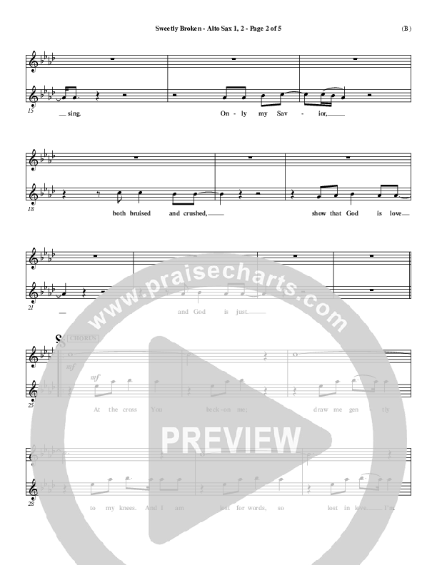 Sweetly Broken Alto Sax 1/2 (Jeremy Riddle)