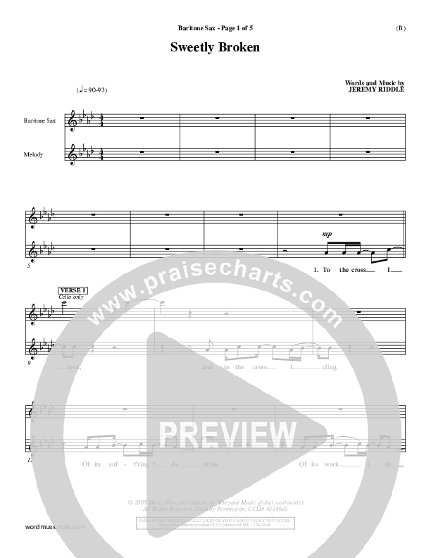 Sweetly Broken Bari Sax (Jeremy Riddle)