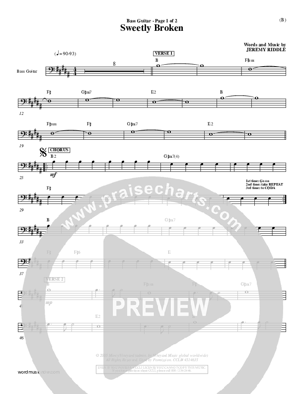 Sweetly Broken Bass Guitar (Jeremy Riddle)